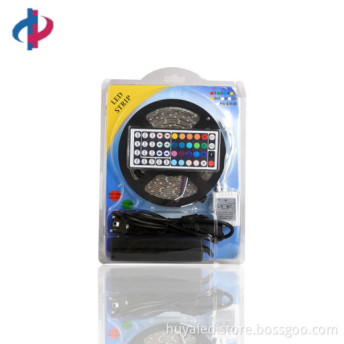 5050 Flexible Light Kit - IP65 Rated 44-Key Remote Control 5M 300LED 12V RGB LED Strip with Power Adapter
